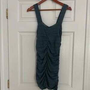 Zara Blue Ruched Bodycon Mini Dress Sweetheart Neckline